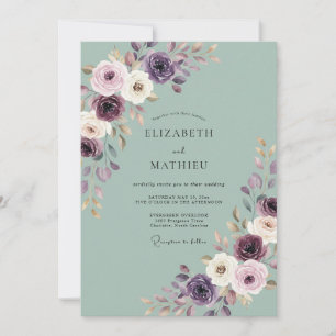Invitation Mariage Fleurie Douce de Prune