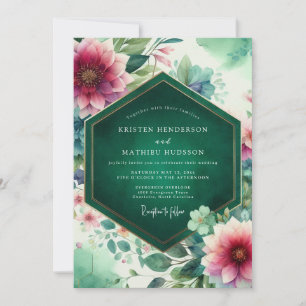 Invitation Mariage Fleurie Émeraude en Fleurs