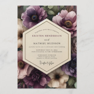 Invitation Mariage Fleurie Gothique aux Prunes