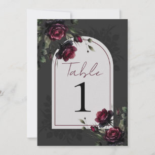 Invitation Mariage Fleurie Gris Ombreux Roses Rouges Bordeaux