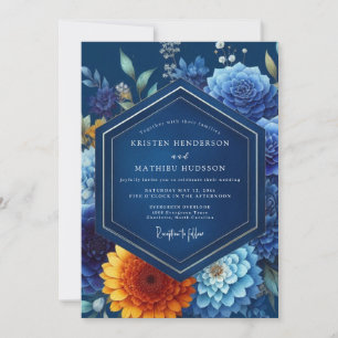 Invitation Mariage Fleurie Lumineuse Saphir