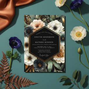 Invitation Mariage Fleurie Navy Bloom Moody