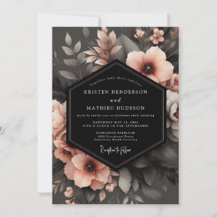 Invitation Mariage Fleurie Ombragée au Charbon de Bois et Pêc