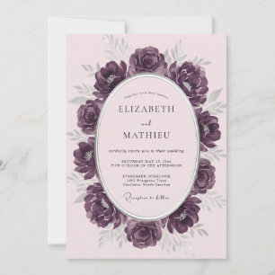 Invitation Mariage Fleurie Peinte de Prune
