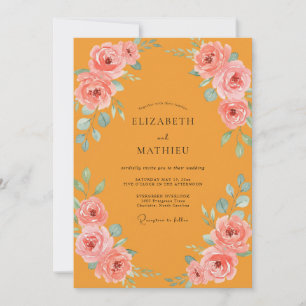 Invitation Mariage Fleurie Peinte en Moutarde