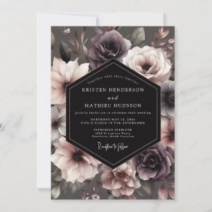 Invitation Mariage Fleurie Pourpre Ardoise Humeur