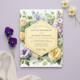 Invitation Mariage Fleurie Pourpre en Fleurs