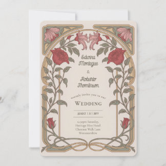 Invitation Mariage Fleuris Art Nouveau Héritage Vintage