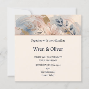 Invitation Mariage Fleuris Bleu Clair