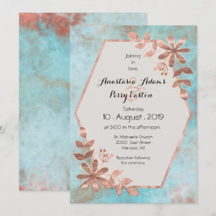 Invitation Mariage Fleuris de Cuivre sur Fond Aquarelle Sarce
