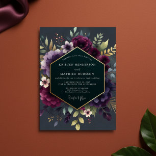 Invitation Mariage Fleuris Profonds et Sombres de Prune