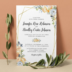 Invitation Mariage Fleuriste Rose Thé Pêcher Chardon