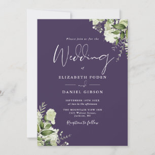 Invitation Mariage Fleuriste Toute en Une Verte Pourpre