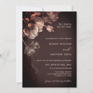 Invitation Mariage Fleurs 3D Métalliques Couleurs Assourdies 