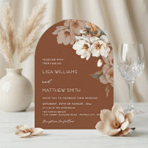 Mariage Fleurs Aquarelle Terracotta Beige