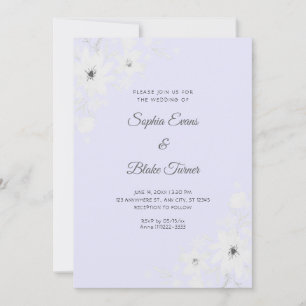 Invitation Mariage Fleurs Blanches Romantiques Floral Lavande