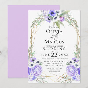 Invitation Mariage Fleurs d'anémones violettes