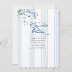 Invitation Mariage Fleurs de Bleuet Rayures Florales Patrimoi