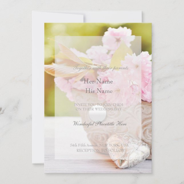 Invitation Mariage Fleurs de Cerisier-Rose (Devant)