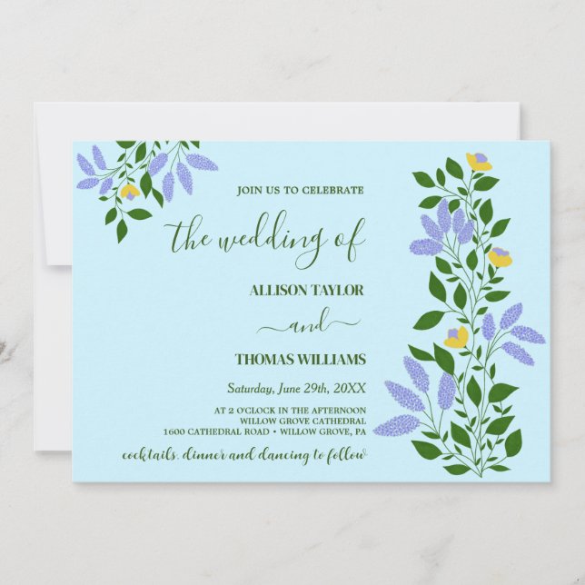 Invitation Mariage Fleurs de Jardin Mint (Devant)