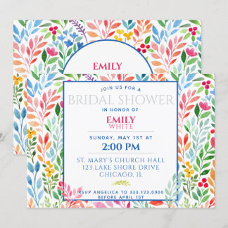 Invitation Mariage Fleurs de Printemps Aquarelle Shower de Fi