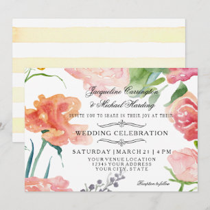 Invitation Mariage Fleurs de Rose Aquarelle Florale Moderne