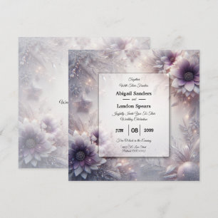 Invitation Mariage Fleurs d'Hiver Améthyste Douce et Argent