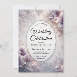 Invitation Mariage Fleurs d'Hiver Améthyste Douce et Argent