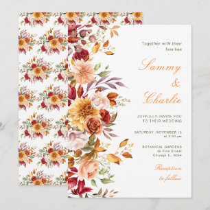 Invitation Mariage Fleurs et Feuillage d'Automne