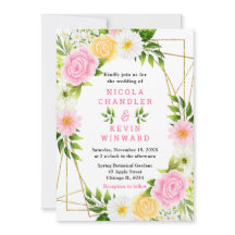 Mariage Fleurs et Feuillage Rose et Jaune d'Été