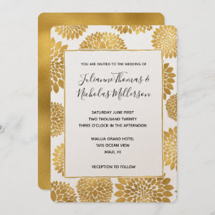 Invitation Mariage Fleurs Or Chic Invite