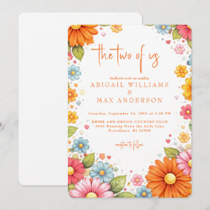 Invitation Mariage Fleurs Orange Rétro Les Deux Nous