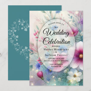 Invitation Mariage Fleurs Radieuses de Printemps Étincelantes