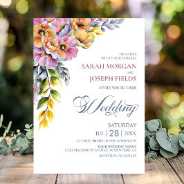 Invitation Mariage Fleurs Roses et Orange