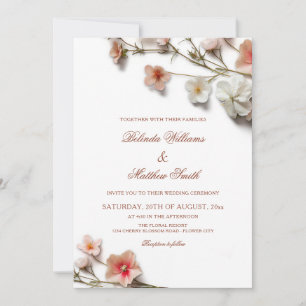 Invitation Mariage Fleurs Sauvages 3D Rose Blanc