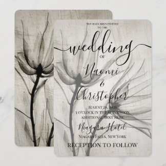 Invitation Mariage Fleurs Sépia aux Rayons X Rustique Personn