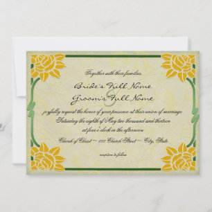 Invitation Mariage Fleurs Vintage Été Jaune