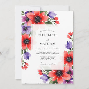 Invitation Mariage Floraison Artistique Violet Corail