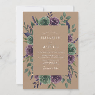 Invitation Mariage Floraison Botanique à la Sauge et au Prune