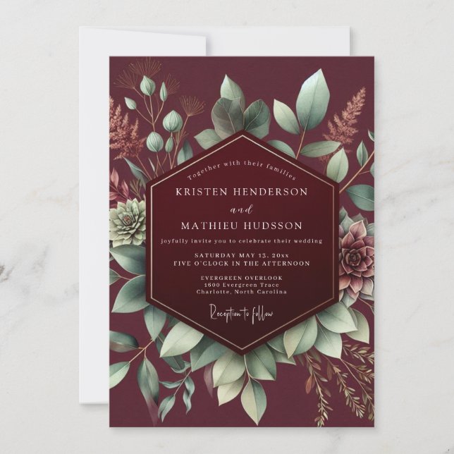 Invitation Mariage Floraison Botanique Bourgogne (Devant)