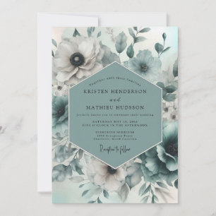 Invitation Mariage Floraison Éthérée Sarcelle