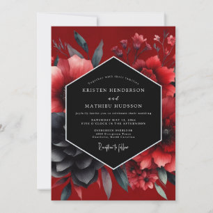 Invitation Mariage Floraison Gothique Cramoisi