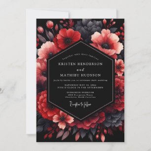 Invitation Mariage Floraison Nocturne Cramoisi