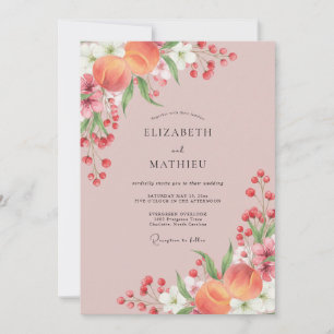 Invitation Mariage Floraison Romantique Teint de Pêche