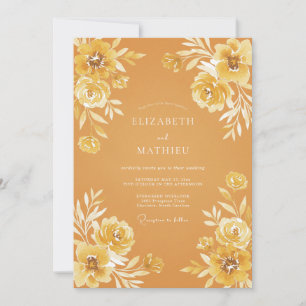 Invitation Mariage Floraison Rustique Ocre