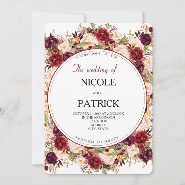 Invitation Mariage floral (Devant)