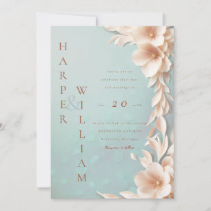Invitation mariage floral 3d moderne