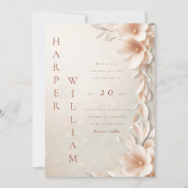 Invitation mariage floral 3d moderne