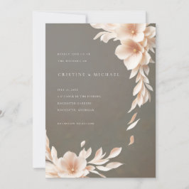 Invitation mariage floral 3d rousse et taupe