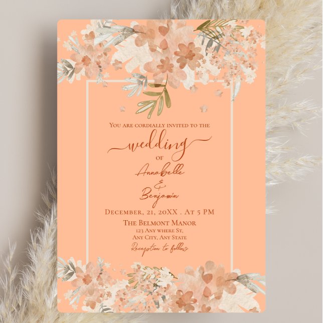 Invitation Mariage floral à base de fuzz et de rouille (Créateur téléchargé)